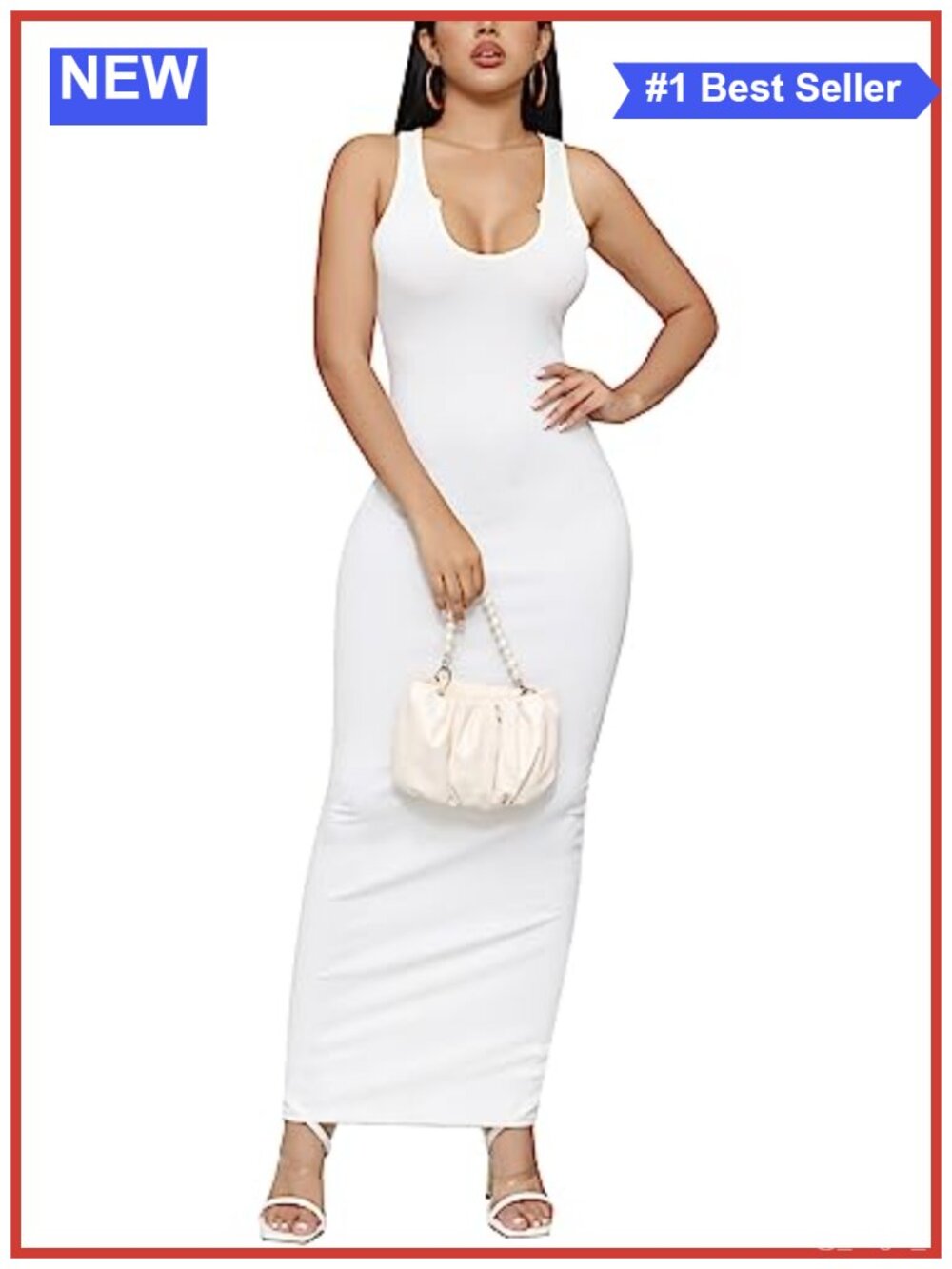 Women's Bodycon Maxi Dress Racerback Ribbed Knit Sleeveless Sundress